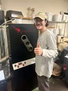 Joe roasts air roasted coffee in small batches at Hartford Coffee Company in St. Louis
